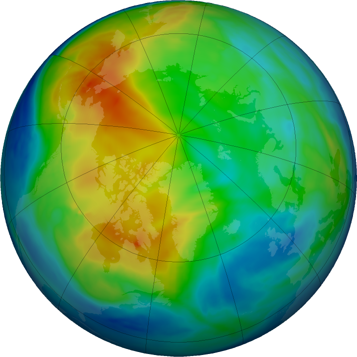 Arctic ozone map for 01 December 2016